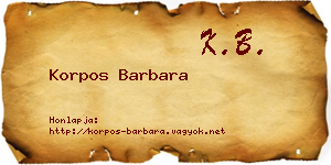 Korpos Barbara névjegykártya