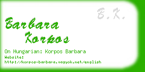 barbara korpos business card